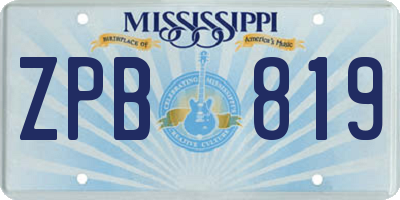 MS license plate ZPB819