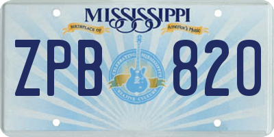 MS license plate ZPB820