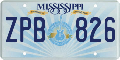 MS license plate ZPB826