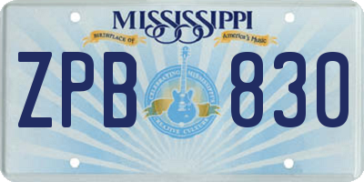 MS license plate ZPB830