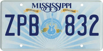 MS license plate ZPB832