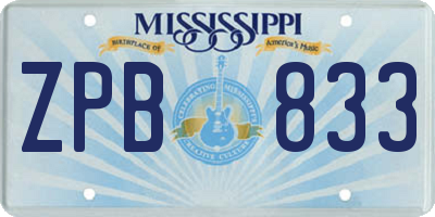 MS license plate ZPB833