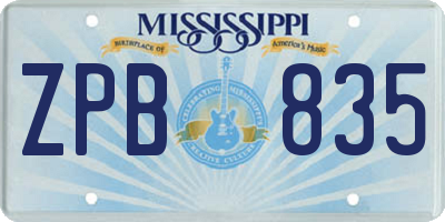 MS license plate ZPB835