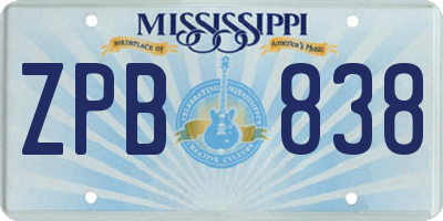 MS license plate ZPB838