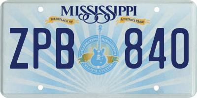 MS license plate ZPB840