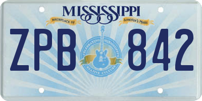 MS license plate ZPB842