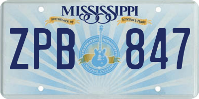 MS license plate ZPB847