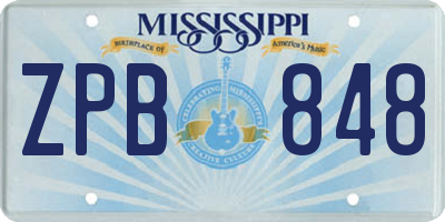 MS license plate ZPB848