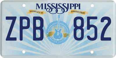MS license plate ZPB852