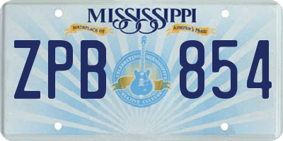 MS license plate ZPB854
