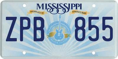 MS license plate ZPB855