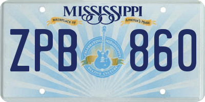 MS license plate ZPB860
