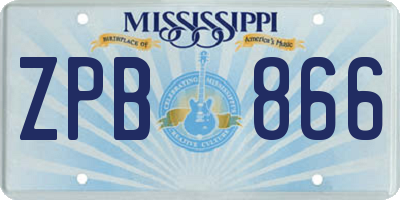 MS license plate ZPB866