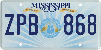 MS license plate ZPB868