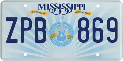 MS license plate ZPB869
