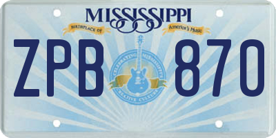 MS license plate ZPB870