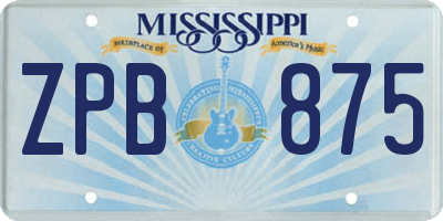 MS license plate ZPB875