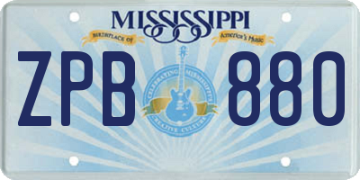 MS license plate ZPB880
