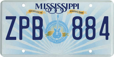 MS license plate ZPB884