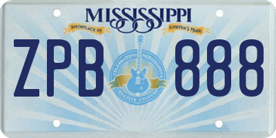 MS license plate ZPB888