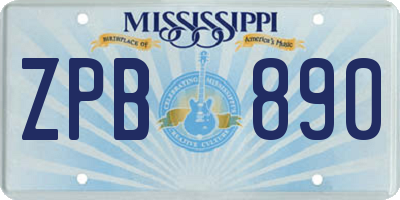 MS license plate ZPB890
