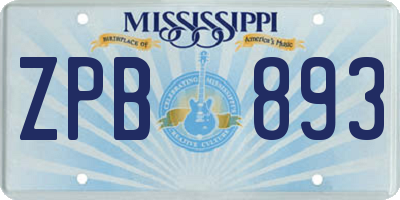MS license plate ZPB893