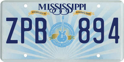 MS license plate ZPB894