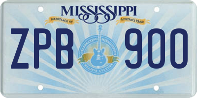 MS license plate ZPB900