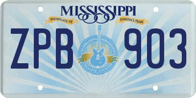 MS license plate ZPB903