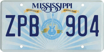 MS license plate ZPB904