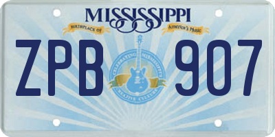 MS license plate ZPB907