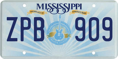 MS license plate ZPB909