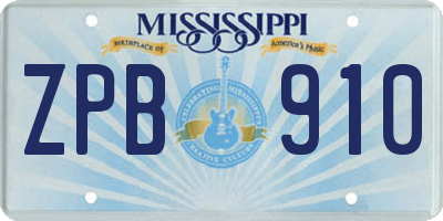 MS license plate ZPB910