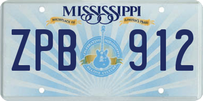 MS license plate ZPB912