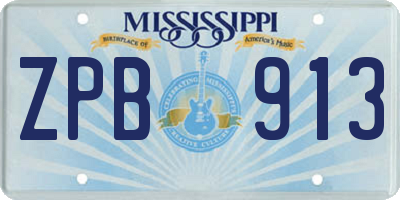 MS license plate ZPB913