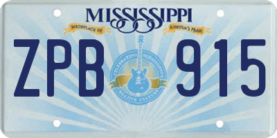 MS license plate ZPB915