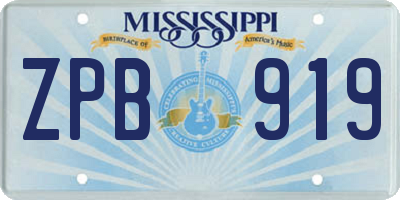 MS license plate ZPB919