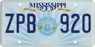 MS license plate ZPB920