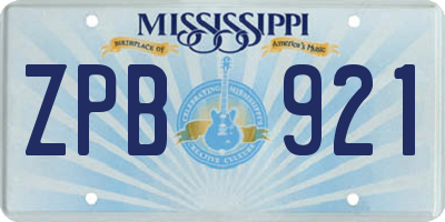 MS license plate ZPB921