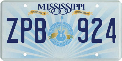 MS license plate ZPB924