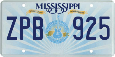 MS license plate ZPB925