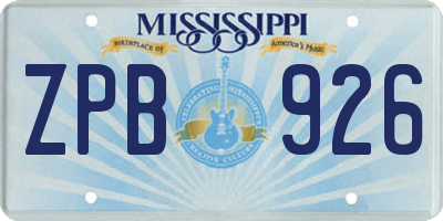 MS license plate ZPB926