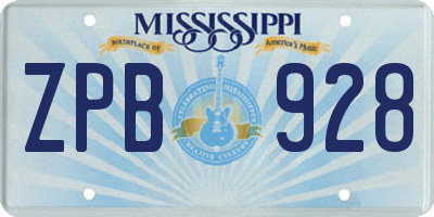 MS license plate ZPB928