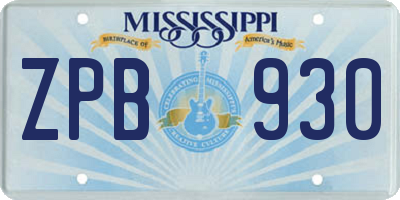 MS license plate ZPB930