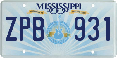 MS license plate ZPB931
