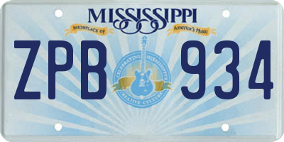 MS license plate ZPB934