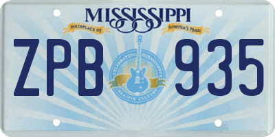MS license plate ZPB935