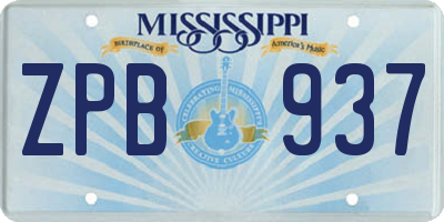 MS license plate ZPB937