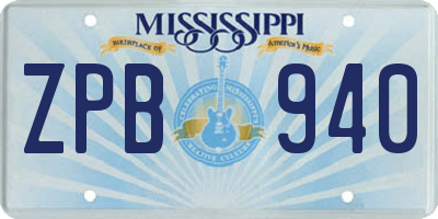 MS license plate ZPB940