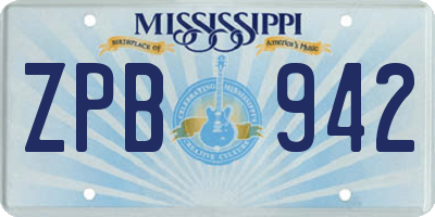 MS license plate ZPB942
